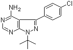 structure of CAS# 172889-27-9, 3-(4-Chlorophenyl)-1-(1,1-dimethylethyl)-1H-pyrazolo[3,4-d]pyrimidin-4-amine;AGL 1879; PP 2; PP 2 (enzyme inhibitor); Src kinase inhibitor PP2