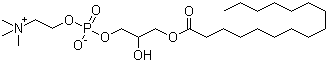 结构式 CAS# 17364-16-8, 1-棕榈酰溶血磷脂酰胆碱; 棕榈酰溶血卵磷脂; 1-棕榈酰-rac-甘油-3-磷酰胆碱