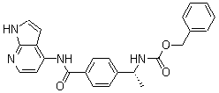 structure of CAS# 173897-93-3, (R)-[1-[4-[(1H-Pyrrolo[2,3-b]pyridin-4-ylamino)carbonyl]phenyl]ethyl]carbamic acid phenylmethyl ester