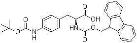structure of CAS# 174132-31-1, 4-[[(tert-Butoxy)carbonyl]amino]-N-[(9H-fluoren-9-ylmethoxy)carbonyl]-L-phenylalanine;Fmoc-Phe(4-NHBoc)-OH
