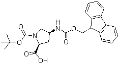 结构式 CAS# 174148-03-9, N-Boc-顺式-4-Fmoc-氨基-L-脯氨酸; (2S,4S)-4-[(芴甲氧羰酰基)氨基]-1,2-吡咯烷二甲酸 1-叔丁酯