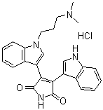 结构式 CAS# 176504-36-2, 3-[1-[3-(二甲基氨基)丙基]-1H-吲哚-3-基]-4-(1H-吲哚-3-基)-1H-吡咯-2,5-二酮单盐酸盐