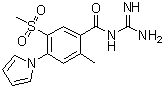structure of CAS# 176644-21-6, Eniporide;N-(Aminoiminomethyl)-2-methyl-5-(methylsulfonyl)-4-(1H-pyrrol-1-yl)benzamide; EMD 96785