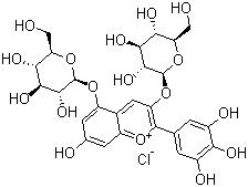 结构式 CAS# 17670-06-3, 氯化花翠素-3,5-二葡糖苷