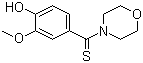 structure of CAS# 17692-71-6, Vanitiolide;4-(Thiovanilloyl)morpholine; 4-(4-Hydroxy-3-methoxyphenylthiocarbonyl)morpholine