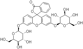 结构式 CAS# 17817-20-8, 荧光素二(beta-D-吡喃半乳糖苷)