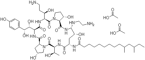 结构式 CAS# 179463-17-3, 醋酸卡泊芬净