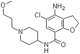 结构式 CAS# 179474-81-8, 4-氨基-5-氯-2,3-二氢-N-[1-(3-甲氧基丙基)-4-哌啶基]-7-苯并呋喃甲酰胺
