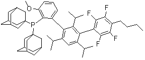 结构式 CAS# 1805783-60-1, [4''-丁基-2'',3'',5'',6''-四氟-3-甲氧基-2',4',6'-三异丙基[1,1':3',1''-三联苯]-2-基]二(金刚烷-1-基)膦