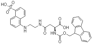 structure of CAS# 182253-73-2, N2-[(9H-Fluoren-9-ylmethoxy)carbonyl]-N-[2-[(5-sulfo-1-naphthalenyl)amino]ethyl]-L-asparagine