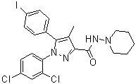 1-(2,4-Dichlorophenyl)-5-(4-iodophenyl)-4-methyl-N-1-piperidinyl-1H-pyrazole-3-carboxamide molecular structure (CAS 183232-66-8)