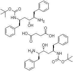 结构式 CAS# 183388-64-9, (2S,3S,5S)-5-叔丁氧基甲酰氨基-2-氨基-3-羟基-1,6-二苯基己烷琥珀酸盐