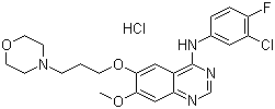 structure of CAS# 184475-55-6, Gefitinib hydrochloride;4-(3-Chloro-4-fluorophenylamino)-7-methoxy-6-[3-(4-morpholinyl)propoxy]quinazoline hydrochloride