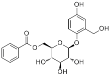 结构式 CAS# 18463-25-7, Nigracin; 4-羟基-2-(羟基甲基)苯基 6-苯甲酰 beta-D-吡喃葡萄糖苷