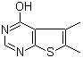 structure of CAS# 18593-44-7, 4-Hydroxy-5,6-dimethylthieno[2,3-d]pyrimidine;5,6-Dimethyl-1H-thieno[2,3-d]pyrimidin-4-one; 5,6-Dimethylthieno[2,3-d]pyrimidin-4-ol; ST 059935