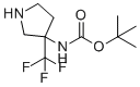 structure of CAS# 186203-13-4, tert-Butyl [3-(trifluoromethyl)pyrrolidin-3-yl]carbamate