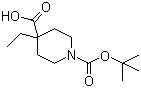 结构式 CAS# 188792-67-8, 1-叔丁氧羰基-4-乙基-4-哌啶甲酸