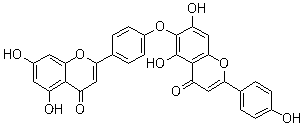 structure of CAS# 19202-36-9, Hinokiflavone;4',5,5'',7,7''-Pentahydroxy-4''' 6-oxydiflavone; 6-[4-(5,7-Dihydroxy-4-oxo-4H-1-benzopyran-2-yl)phenoxy]-5,7-dihydroxy-2-(4-hydroxyphenyl)-4H-1-benzopyran-4-one
