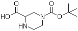 structure of CAS# 192330-11-3, 4-Boc-piperazine-2-carboxylic acid;1-Boc-piperazine-3-carboxylic acid; 4-(tert-Butoxycarbonyl)piperazine-2-carboxylic acid; Piperazine-1,3-dicarboxylic acid 1-tert-butyl ester