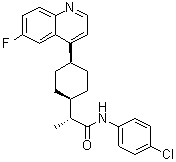 结构式 CAS# 1923833-60-6, 顺式-(alphaR)-N-(4-氯苯基)-4-(6-氟-4-喹啉基)-alpha-甲基环己烷乙酰胺