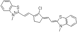 结构式 CAS# 193687-61-5, 2-[2-[2-氯-3-[2-(3-甲基-3H-苯并噻唑-2-亚基)乙亚基]-1-环戊烯-1-基]乙烯基]-3-甲基苯并噻唑鎓