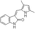 结构式 CAS# 194413-58-6, Semaxanib; 3-[(3,5-二甲基-1H-吡咯-2-基)亚甲基]-1,3-二氢-2H-吲哚-2-酮