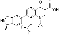 结构式 CAS# 194804-75-6, 加雷沙星; 1-环丙基-8-(二氟甲氧基)-7-[(1R)-1-甲基-2,3-二氢-1H-异吲哚-5-基]-4-氧代喹啉-3-羧酸