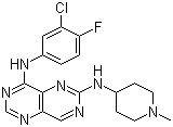 structure of CAS# 196612-93-8, BIBX 1382;N8-(3-Chloro-4-fluorophenyl)-N2-(1-methyl-4-piperidinyl)pyrimido[5,4-d]pyrimidine-2,8-diamine