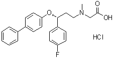 structure of CAS# 200006-08-2, N-[(3R)-3-([1,1'-Biphenyl]-4-yloxy)-3-(4-fluorophenyl)propyl]-N-methylglycine hydrochloride