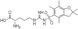 结构式 CAS# 200116-81-0, N5-[[[(2,3-二氢-2,2,4,6,7-五甲基-5-苯并呋喃)磺酰]氨基]亚氨甲基]-D-鸟氨酸