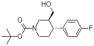 structure of CAS# 200572-33-4, (3S,4R)-4-(4-Fluorophenyl)-3-(hydroxymethyl)-1-piperidinecarboxylic acid tert-butyl ester;(3S-trans)-4-(4-Fluorophenyl)-3-(hydroxymethyl)-1-piperidinecarboxylic acid tert-butyl ester