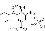 结构式 CAS# 204255-11-8, 磷酸奥司他韦; 达菲; (3R,4R,5S)-4-乙酰胺基-5-氨基-3-(1-乙基丙氧基)-1-环己烯-1-羧酸乙酯磷酸盐