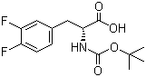 结构式 CAS# 205445-51-8, Boc-D-3,4-二氟苯丙氨酸; N-叔丁氧羰基-D-3,4-二氟苯丙氨酸