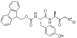 structure of CAS# 205763-22-0, [(1S)-2-[[(1S)-3-Diazo-1-methyl-2-oxopropyl]amino]-1-[(4-hydroxyphenyl)methyl]-2-oxoethyl]carbamic acid 9H-fluoren-9-ylmethyl ester