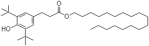 structure of CAS# 2082-79-3, Octadecyl 3-(3,5-di-tert-butyl-4-hydroxyphenyl)propionate;3,5-Bis(1,1-dimethylethyl)-4-hydroxybenzenepropanoic acid octadecyl ester