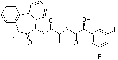 结构式 CAS# 209984-57-6, LY 411575; (aS)-N-[(1S)-2-[[(7S)-6,7-二氢-5-甲基-6-氧代-5H-二苯并[b,d]氮杂卓-7-基]氨基]-1-甲基-2-氧代乙基]-3,5-二氟-alpha-羟基苯乙酰胺
