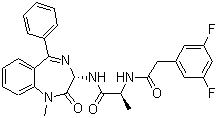 structure of CAS# 209986-17-4, N-[(1S)-2-[[(3S)-2,3-dihydro-1-methyl-2-oxo-5-phenyl-1H-1,4-benzodiazepin-3-yl]amino]-1-methyl-2-oxoethyl]-3,5-difluorobenzeneacetamide
