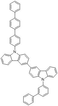 structure of CAS# 2101561-65-1, 9-([1,1'-Biphenyl]-3-yl)-9'-([1,1':4',1''-terphenyl]-4-yl)-9H,9'H-3,3'-bicarbazole;3-[9-(3-phenylphenyl)carbazol-3-yl]-9-[4-(4-phenylphenyl)phenyl]carbazole