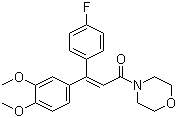 结构式 CAS# 211867-47-9, 福吗啉; 氟吗啉; 4-[3-(3,4-二甲氧基苯基)-3-(4-氟苯基)丙烯酰]吗啉