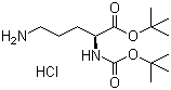 结构式 CAS# 214629-97-7, N-(叔丁氧羰基)-L-鸟氨酸叔丁酯盐酸盐