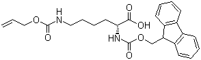 structure of CAS# 214750-75-1, N-Fmoc-N'-allyloxycarbonyl-D-lysine;Fmoc-D-Lys(Alloc)-OH