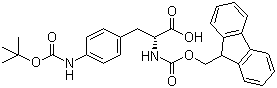 结构式 CAS# 214750-77-3, Fmoc-4-(Boc-氨基)-D-苯丙氨酸; N-芴甲氧羰基-4-(叔丁氧羰基氨基)-D-苯丙氨酸