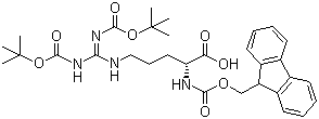 structure of CAS# 214852-34-3, Fmoc-D-Arg(Boc)2-OH;N-[(9H-Fluoren-9-ylmethyl)carbonyl]-N',N''-di[(tert-butoxy)carbonyl]-D-arginine
