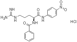 结构式 CAS# 21653-40-7, Nalpha-苯甲酰基-L-精氨酰对硝基苯胺盐酸盐