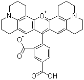 structure of CAS# 216699-35-3, 5-Carboxy-X-rhodamine;5-ROX; 9-(2,4-Dicarboxyphenyl)-2,3,6,7,12,13,16,17-octahydro-1H,5H,11H,15H-xantheno[2,3,4-ij:5,6,7-i'j']diquinolizin-18-ium inner salt