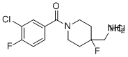 structure of CAS# 2173992-07-7, 1-[1-(3-Chloro-4-fluorobenzoyl)-4-fluoropiperidin-4-yl]methanamine hydrochloride