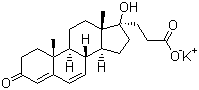 structure of CAS# 2181-04-6, Potassium canrenoate;17-Hydroxy-3-oxopregna-4,6-diene-21-carboxylic acid potassium salt; Canrenoic acid potassium salt
