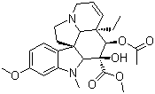 structure of CAS# 2182-14-1, Vindoline;(2beta,3beta,4beta,5alpha,12beta,19alpha)-4-(Acetyloxy)-6,7-didehydro-3-hydroxy-16-methoxy-1-methyl-aspidospermidine-3-carboxylic acid methyl ester