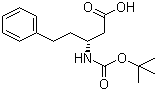 结构式 CAS# 218608-83-4, (R)-N-叔丁氧羰基-3-氨基-5-苯基戊酸
