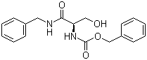 structure of CAS# 219835-31-1, (R)-N-Benzyl-2-(benzyloxycarbonylamino)-3-hydroxypropionamide;N-[(1R)-1-(Hydroxymethyl)-2-oxo-2-[(phenylmethyl)amino]ethyl]carbamic acid benzyl ester